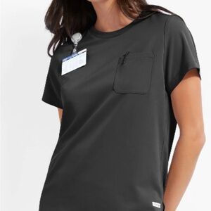 Grey Women's crew neck scrub Top